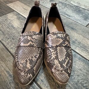Maurices Snake-Print Pointed Loafers - Taupe
